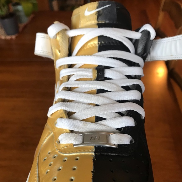 Custom Nike Air Force 1s High - GOLD AND BLACK - Picture 4 of 5